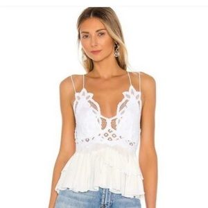 EUC Free People Adella Lace Cami in White